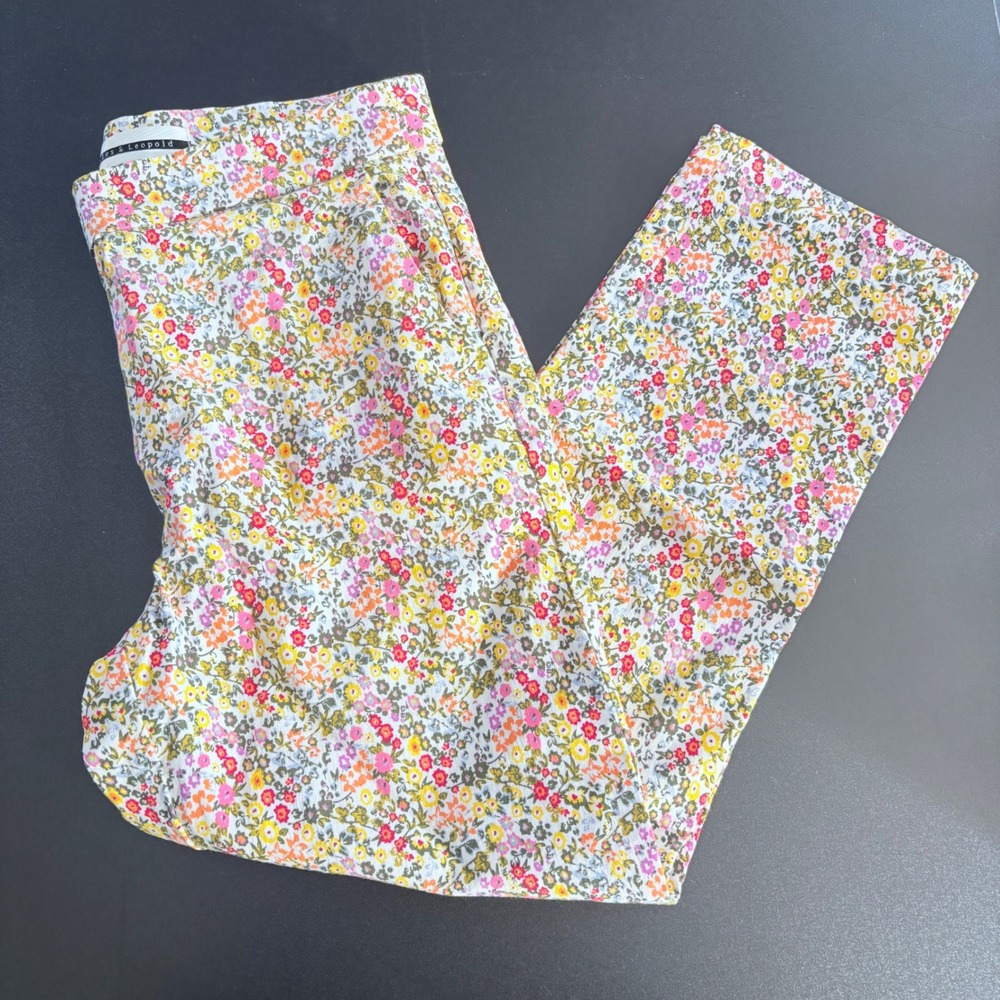 women's‎ floral print cropped pants spring stretch floral feminine size medium